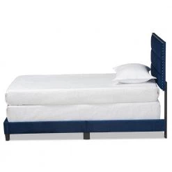 Tamira Navy Blue and Black Bed by Baxton Studio
