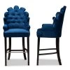 Chloe 50.4 in. Navy Blue and Dark Brown Low Back Wood Bar Height Bar Stool by Baxton Studio
