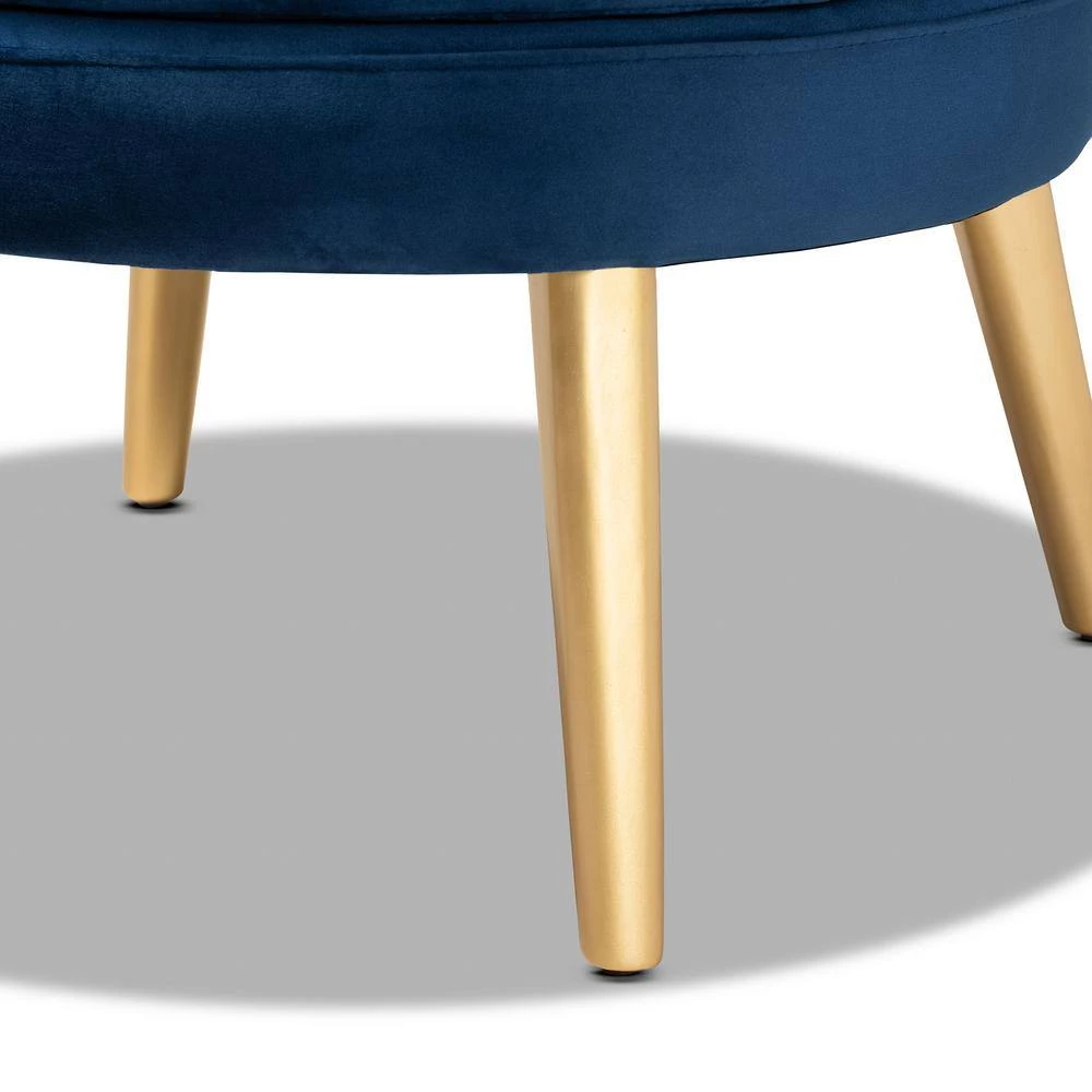 Baptiste Navy Blue and Gold Accent Chair by Baxton Studio - Image 5