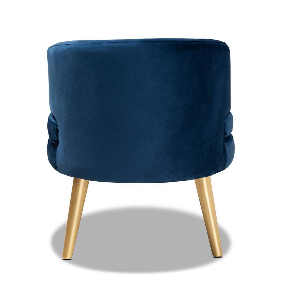 Baptiste Navy Blue and Gold Accent Chair by Baxton Studio - Image 4