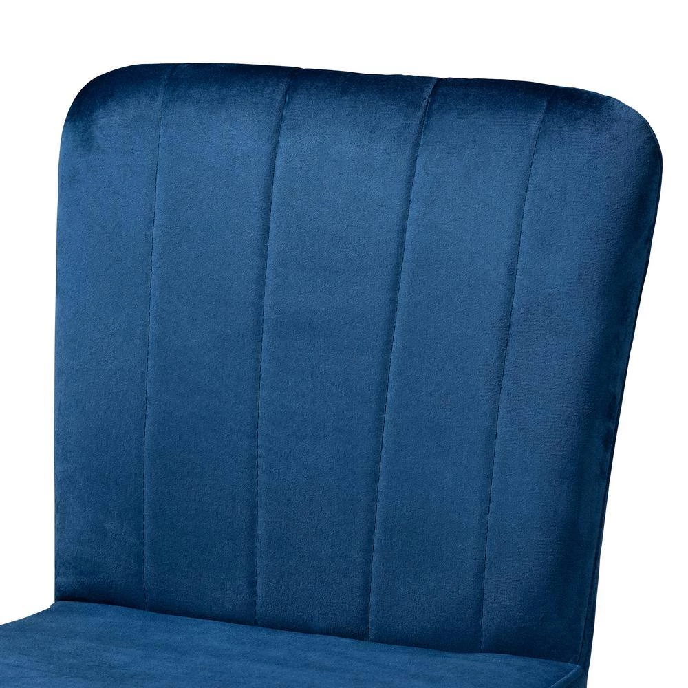 Preston 42.1 in. Navy Blue and Gold Low Back Metal Counter Height Bar Stool (Set of 2) by Baxton Studio - Image 4