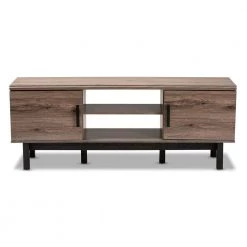 Arend Oak and Black TV Stand by Baxton Studio