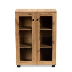 Mason Oak Brown and Black Storage Cabinet by Baxton Studio