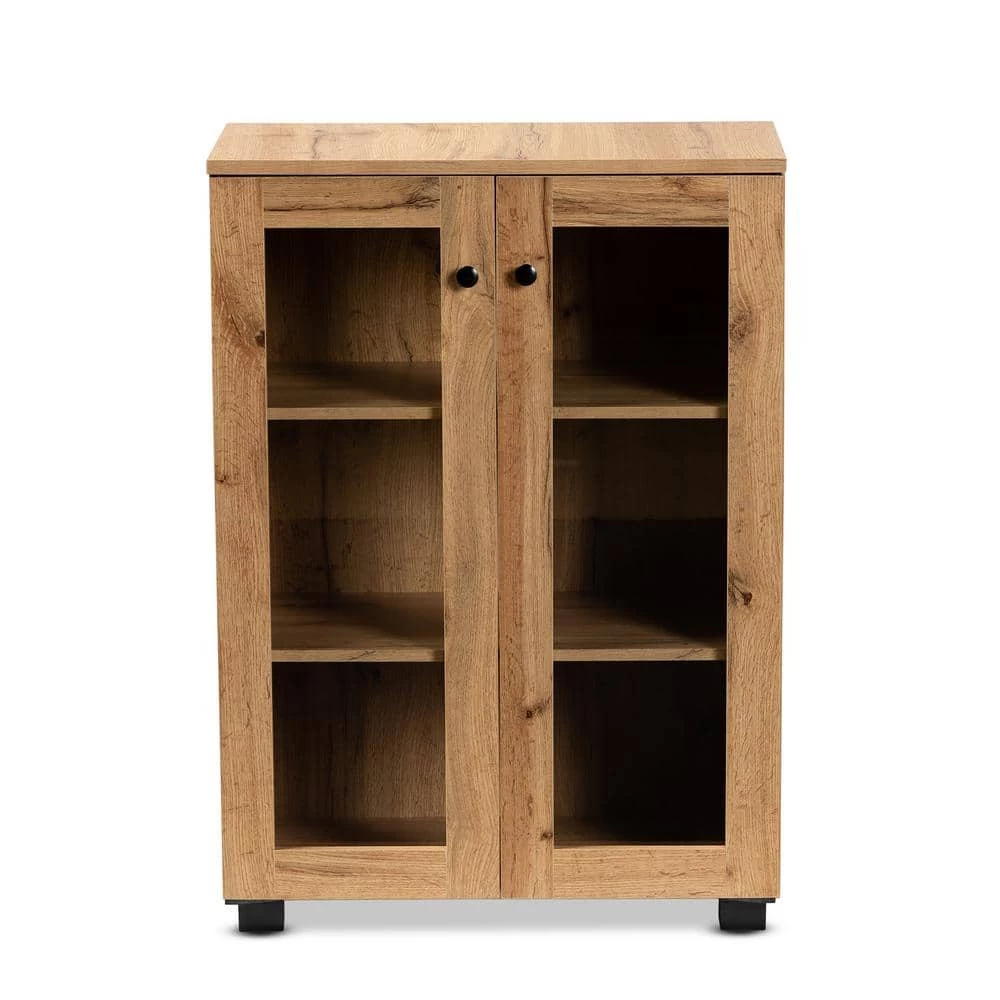 Mason Oak Brown and Black Storage Cabinet by Baxton Studio