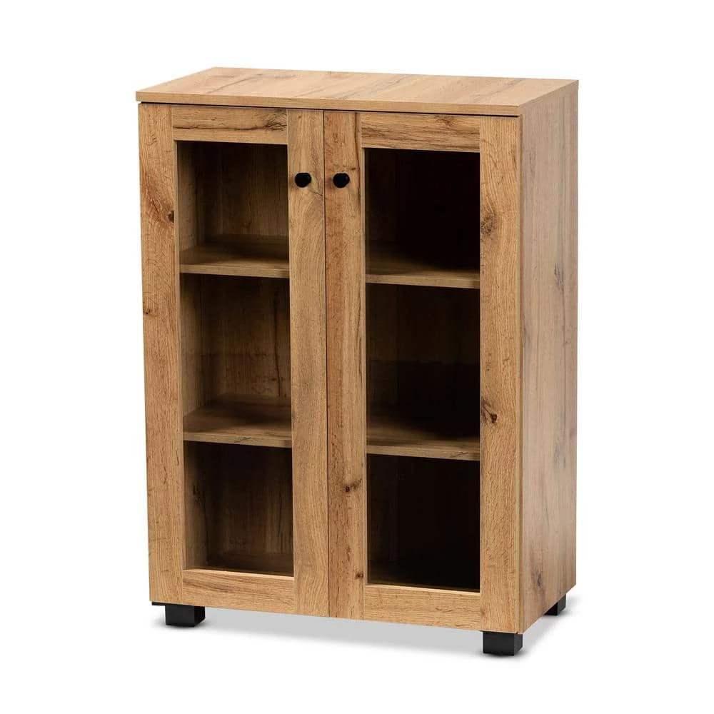 Mason Oak Brown and Black Storage Cabinet by Baxton Studio - Image 2