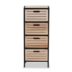 Gelsey Oak Brown and Black 4-Drawer Storage Cabinet by Baxton Studio