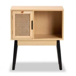 Dacre 23.6 in. Oak Brown and Black Rectangle Wood Console Table by Baxton Studio