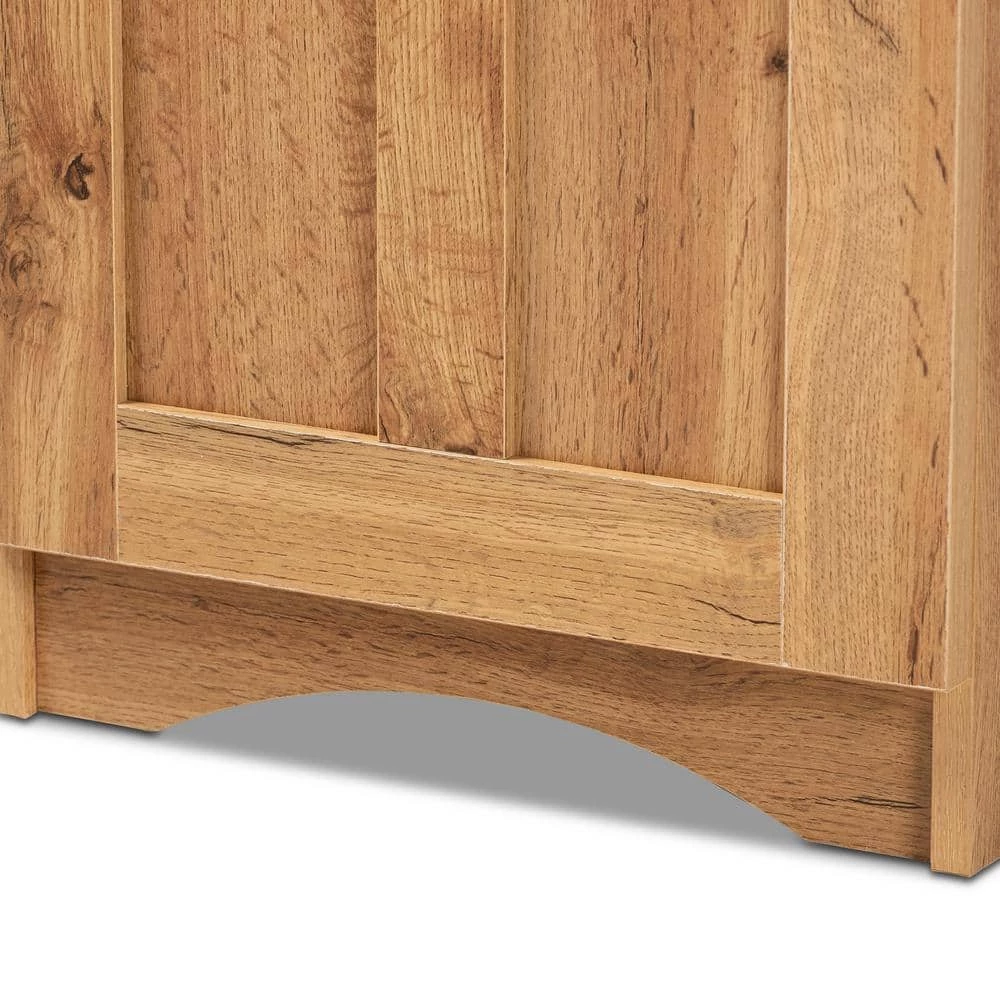 Lauren Oak Brown and Black Buffet with Hutch by Baxton Studio - Image 6