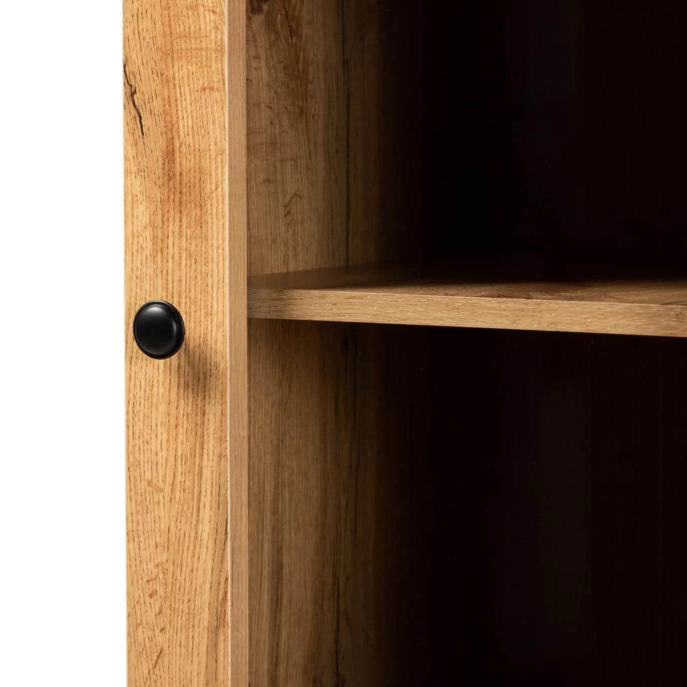 Lauren Oak Brown and Black Buffet with Hutch by Baxton Studio - Image 5