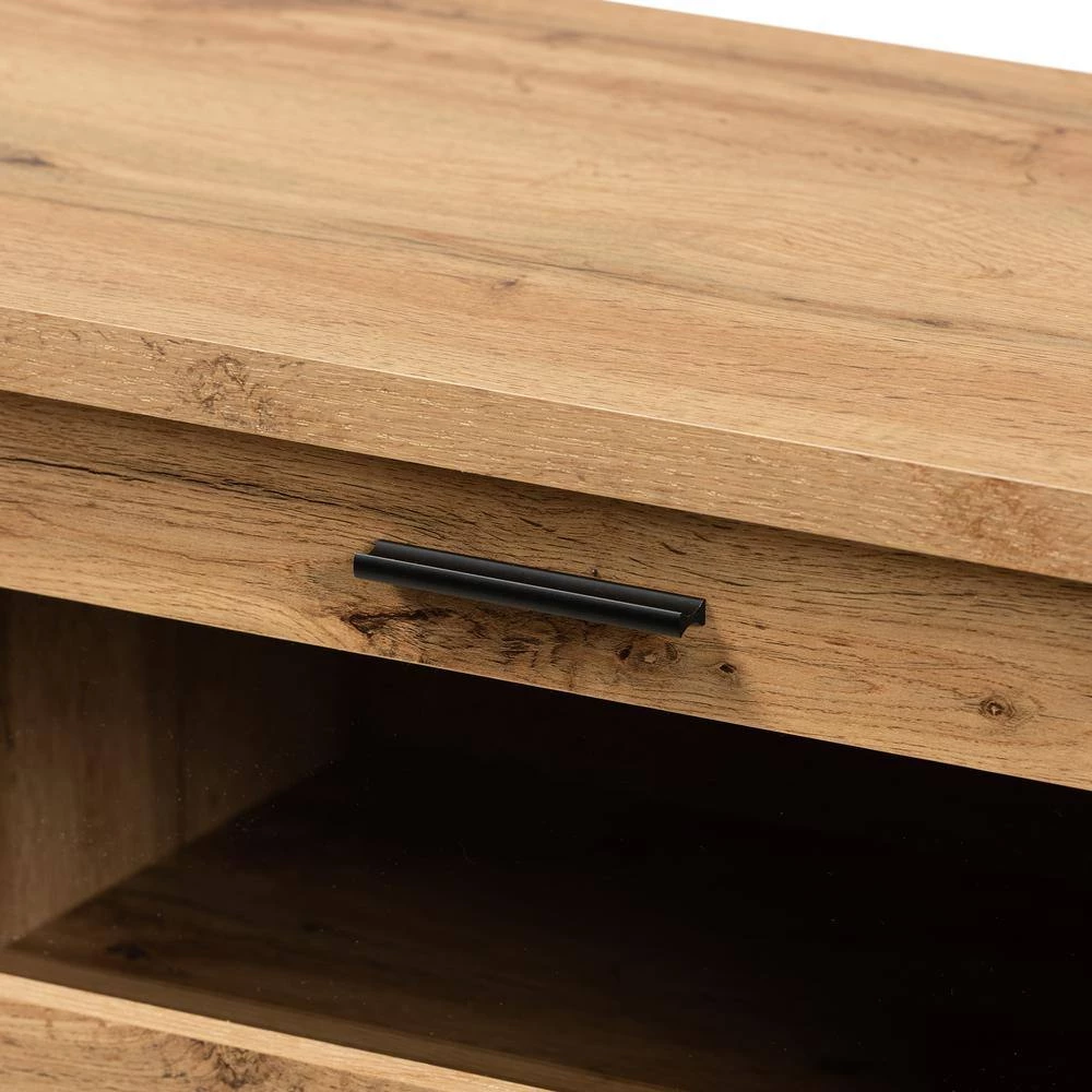 Adelino 63 in. Oak Brown and Black TV Stand Fits TV's up to 70 in. by Baxton Studio - Image 5