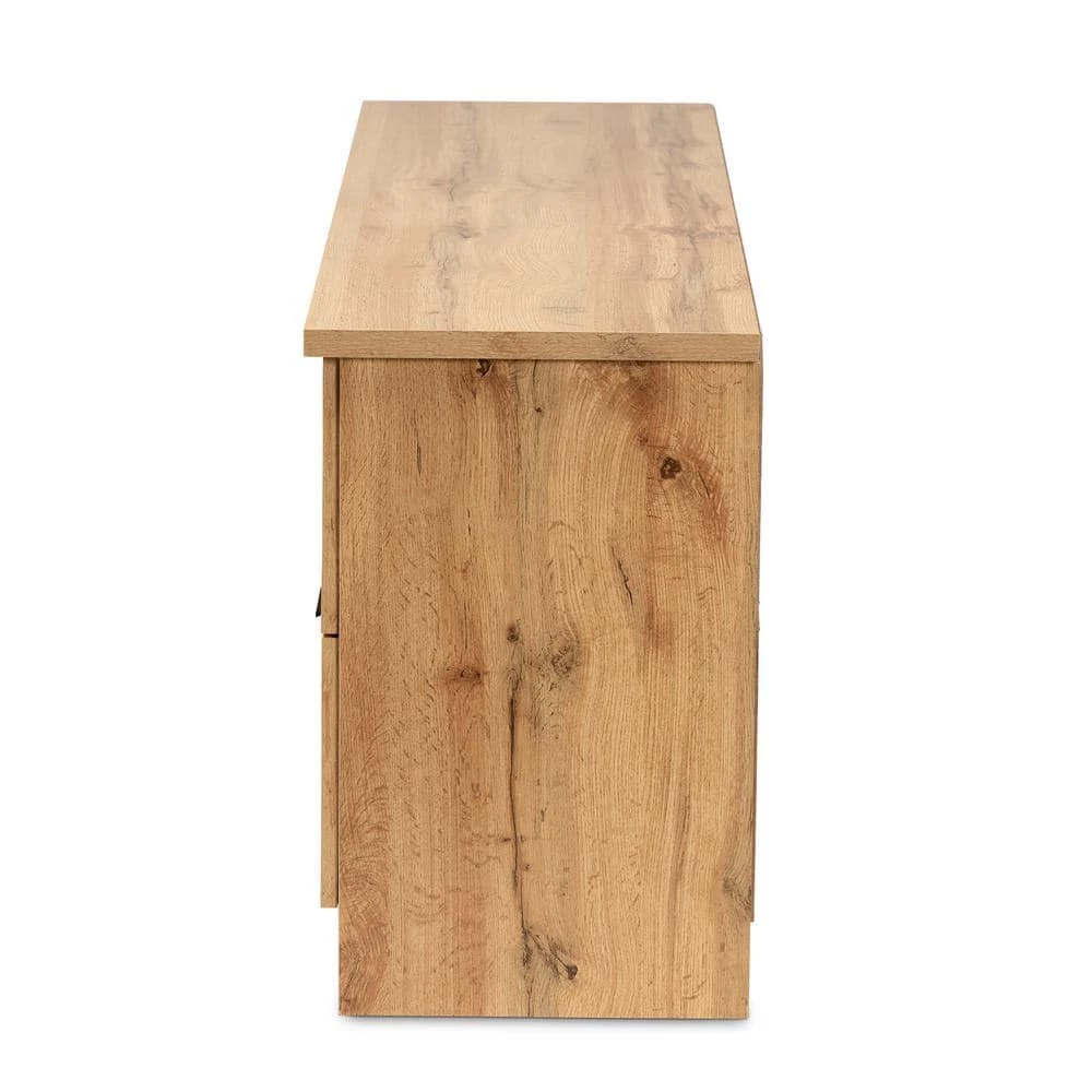 Adelino 63 in. Oak Brown and Black TV Stand Fits TV's up to 70 in. by Baxton Studio - Image 4