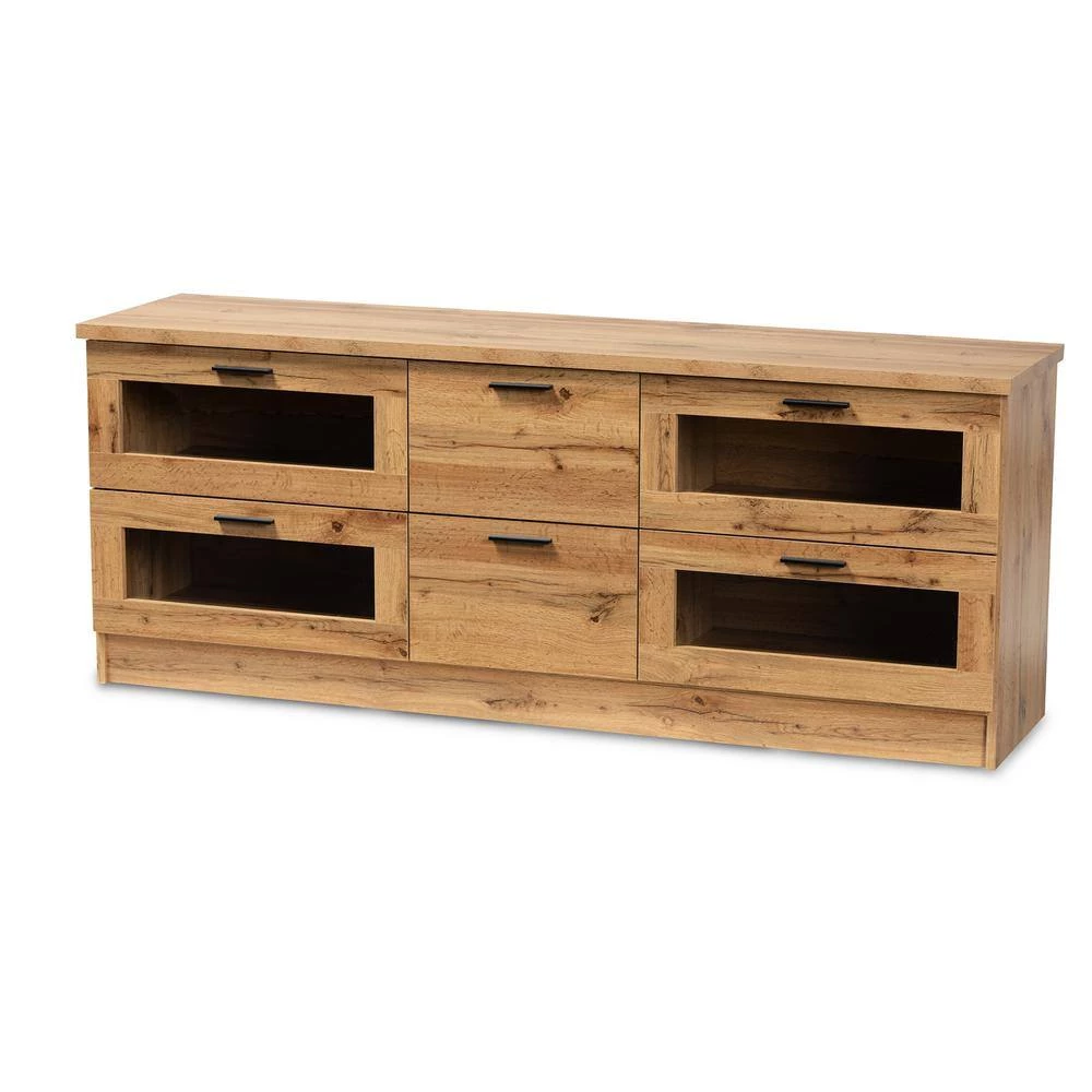 Adelino 63 in. Oak Brown and Black TV Stand Fits TV's up to 70 in. by Baxton Studio - Image 2