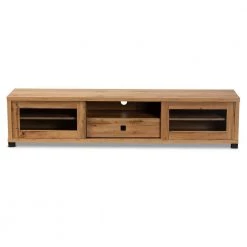 Beasley 70.87 in. Oak Brown and Black TV Stand Fits TV's up to 78 in. by Baxton Studio