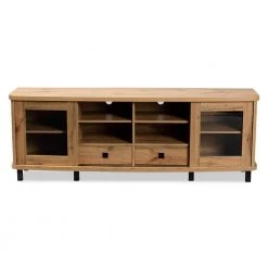 Walda 70.2 in. Oak Brown and Black TV Stand Fits TV's up to 78 in. by Baxton Studio