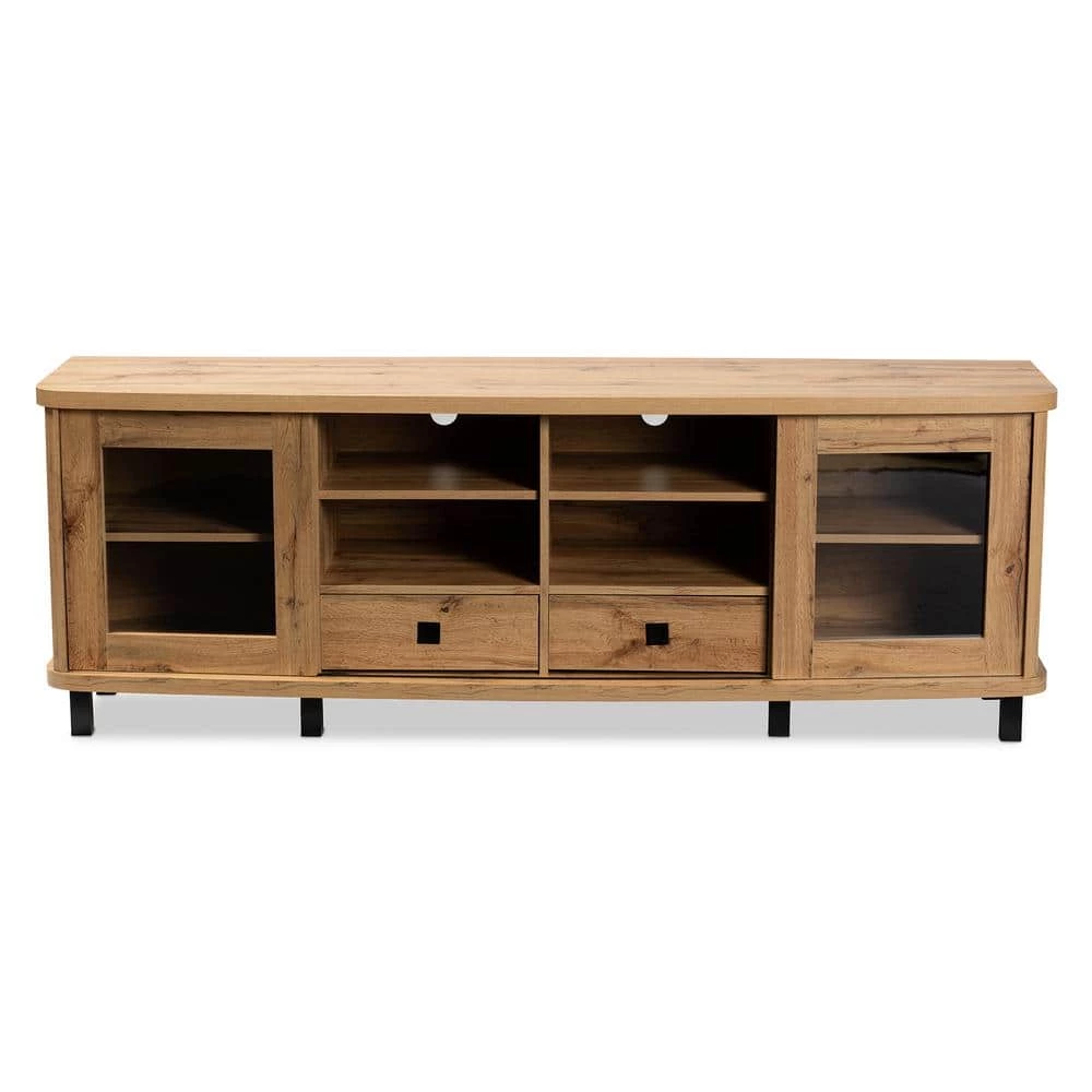 Walda 70.2 in. Oak Brown and Black TV Stand Fits TV's up to 78 in. by Baxton Studio