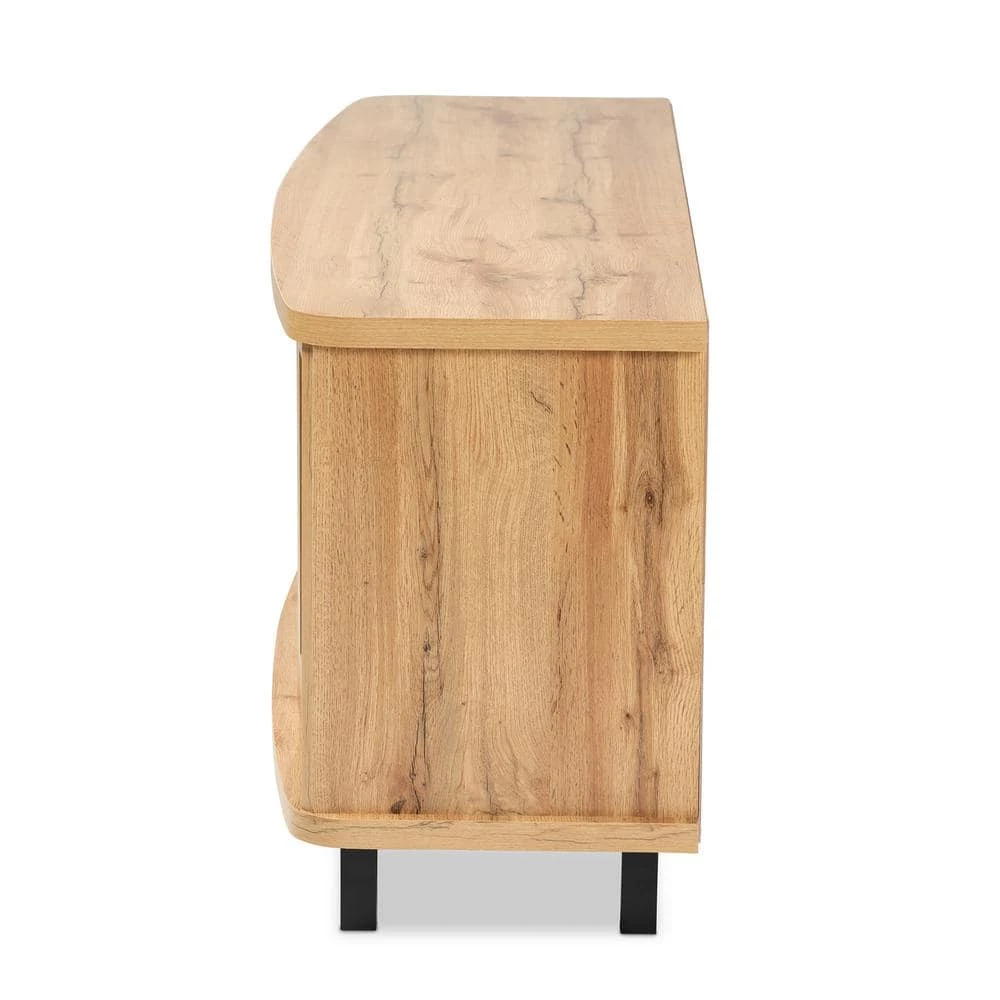 Walda 70.2 in. Oak Brown and Black TV Stand Fits TV's up to 78 in. by Baxton Studio - Image 4