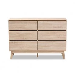 Miren 6-Drawer Oak Brown and Dark Gray Dresser (33.3 in. x 47.3 in. x 16.7 in.) by Baxton Studio
