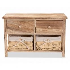 Kenwood Oak Brown Storage Cabinet with 2-Drawers by Baxton Studio