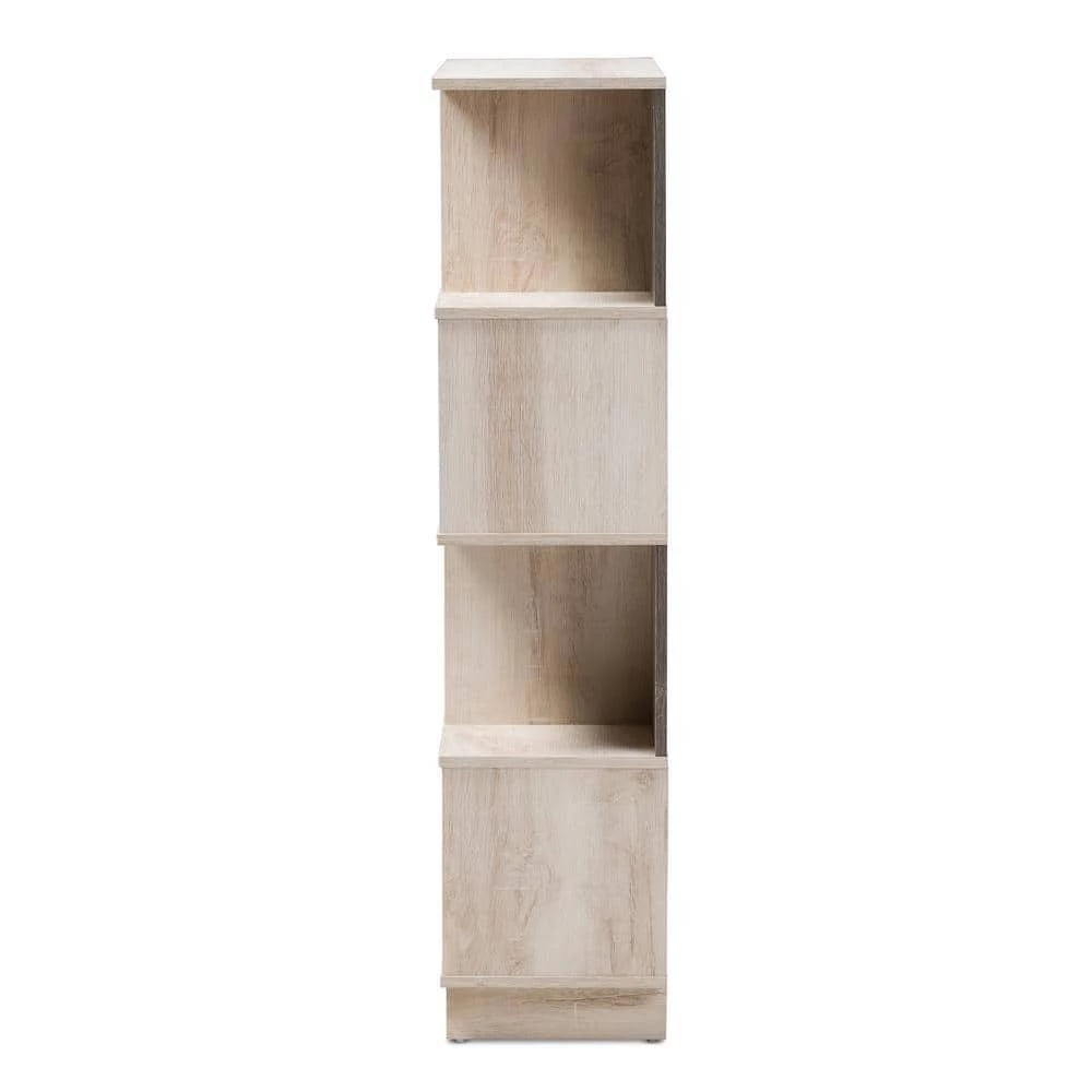 50.2 in. Oak Brown Wood 8-shelf Etagere Bookcase with Open Back by Baxton Studio - Image 5