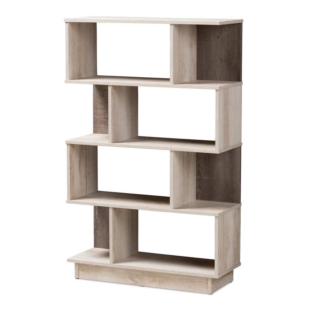 50.2 in. Oak Brown Wood 8-shelf Etagere Bookcase with Open Back by Baxton Studio - Image 4