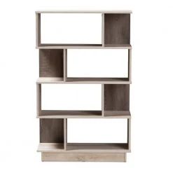 50.2 in. Oak Brown Wood 8-shelf Etagere Bookcase with Open Back by Baxton Studio