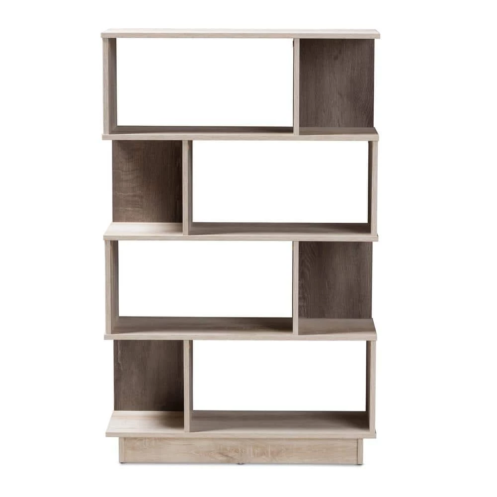 50.2 in. Oak Brown Wood 8-shelf Etagere Bookcase with Open Back by Baxton Studio
