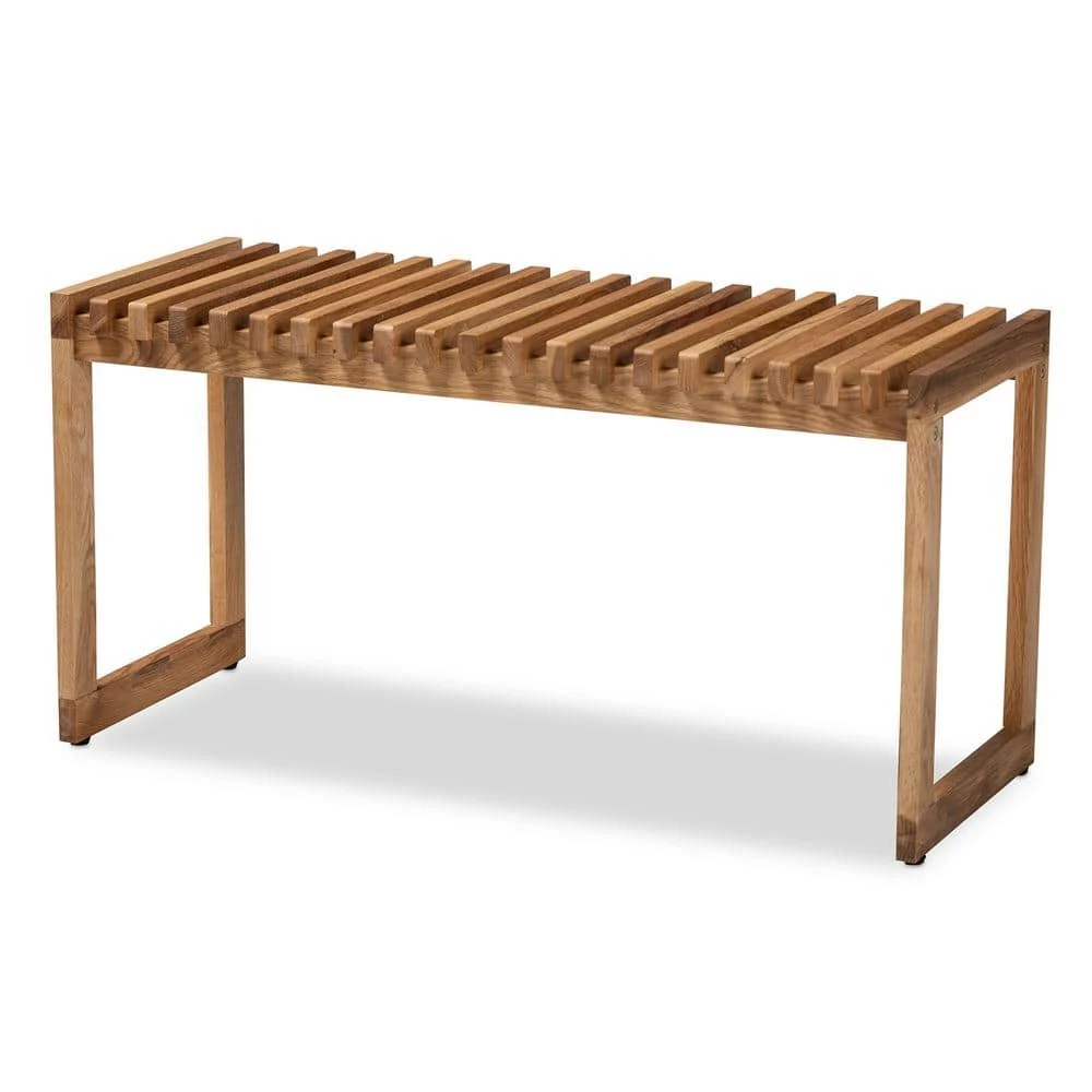 Kaleb Brown Bench (17.7 in. H x 34.6 in. W x 13.8 in. D) by Baxton Studio - Image 2