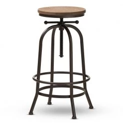 Aline 28 in. Oak Brown and Rust Bar Stool by Baxton Studio