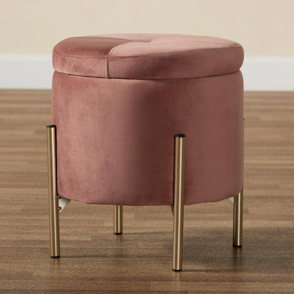 Malina Pink and Gold Storage Ottoman by Baxton Studio - Image 7