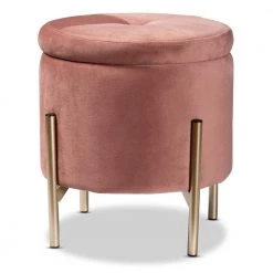 Malina Pink and Gold Storage Ottoman by Baxton Studio