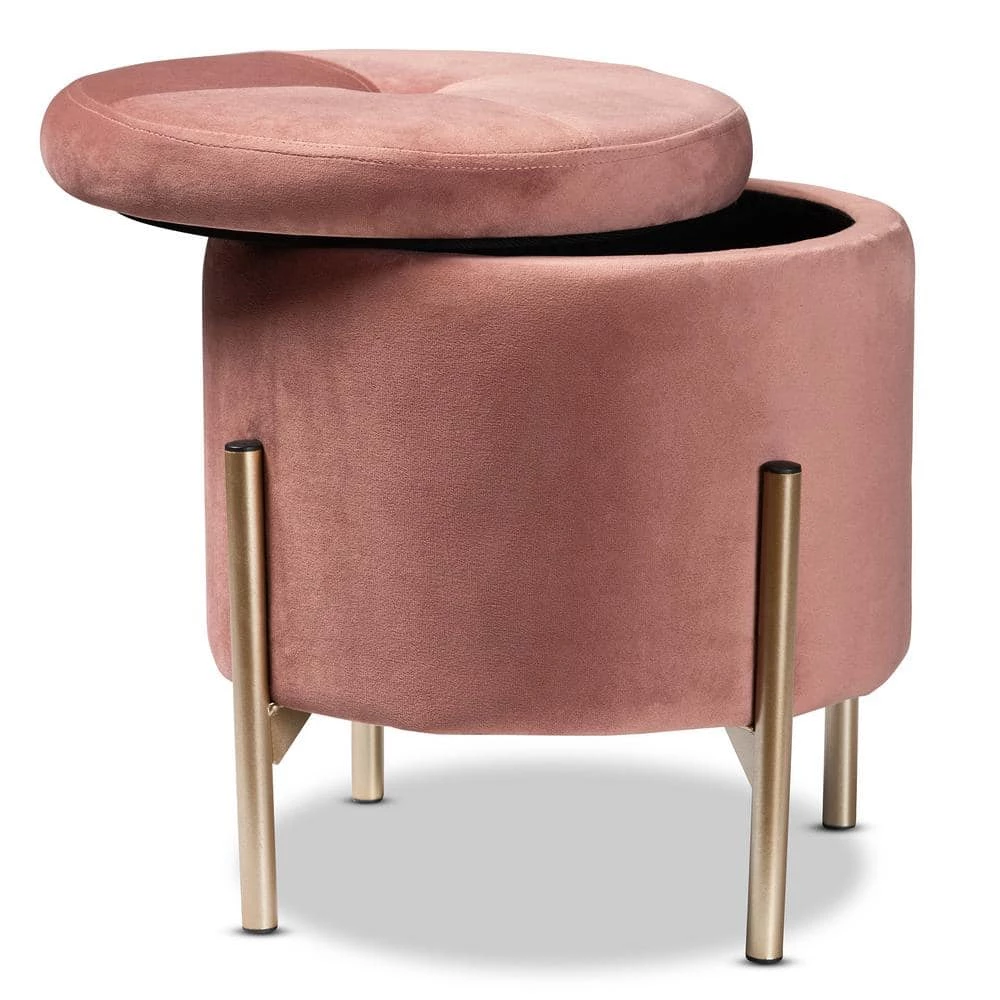 Malina Pink and Gold Storage Ottoman by Baxton Studio - Image 4