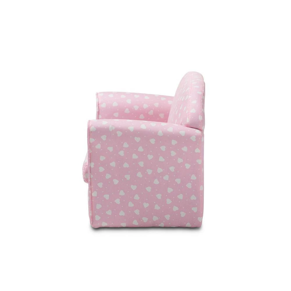 Erica 30.3 in. Pink/White Heart Print Polyester 2-Seater Cabriole Sofa with Flared Arms by Baxton Studio - Image 4