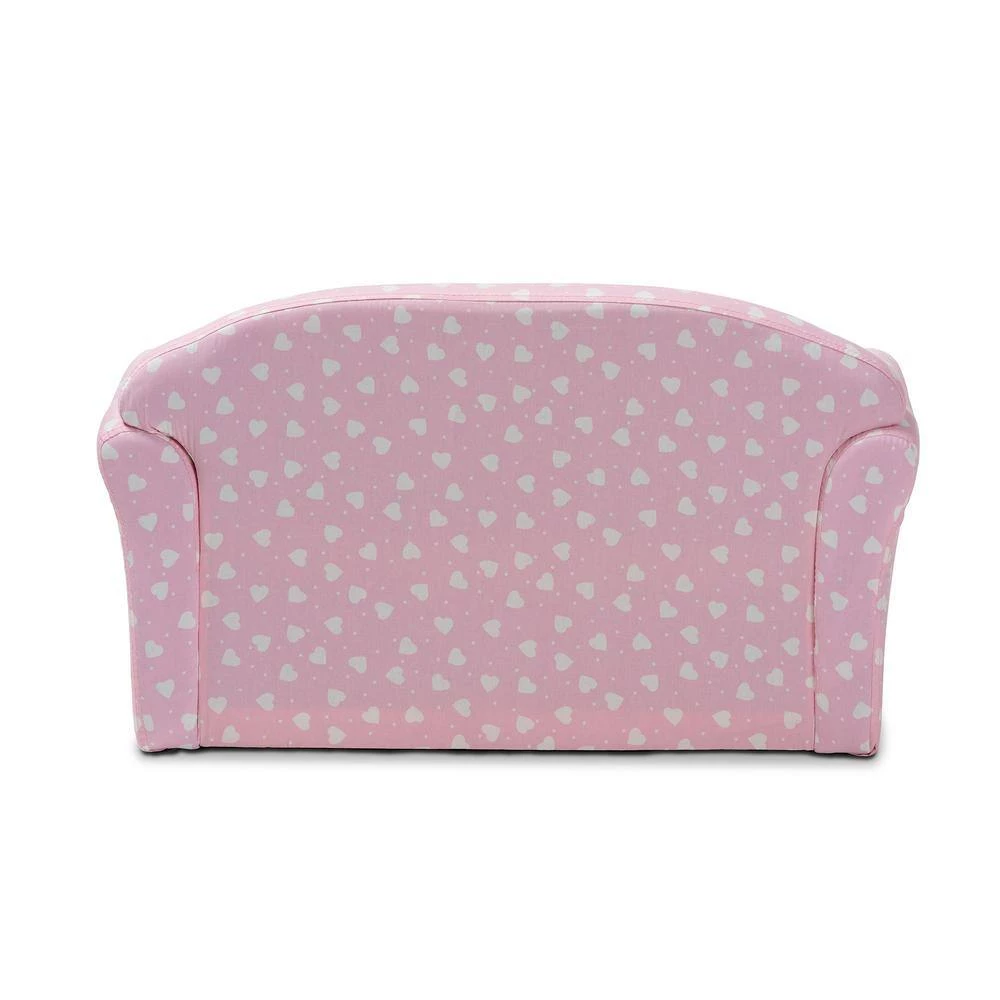 Erica 30.3 in. Pink/White Heart Print Polyester 2-Seater Cabriole Sofa with Flared Arms by Baxton Studio - Image 5