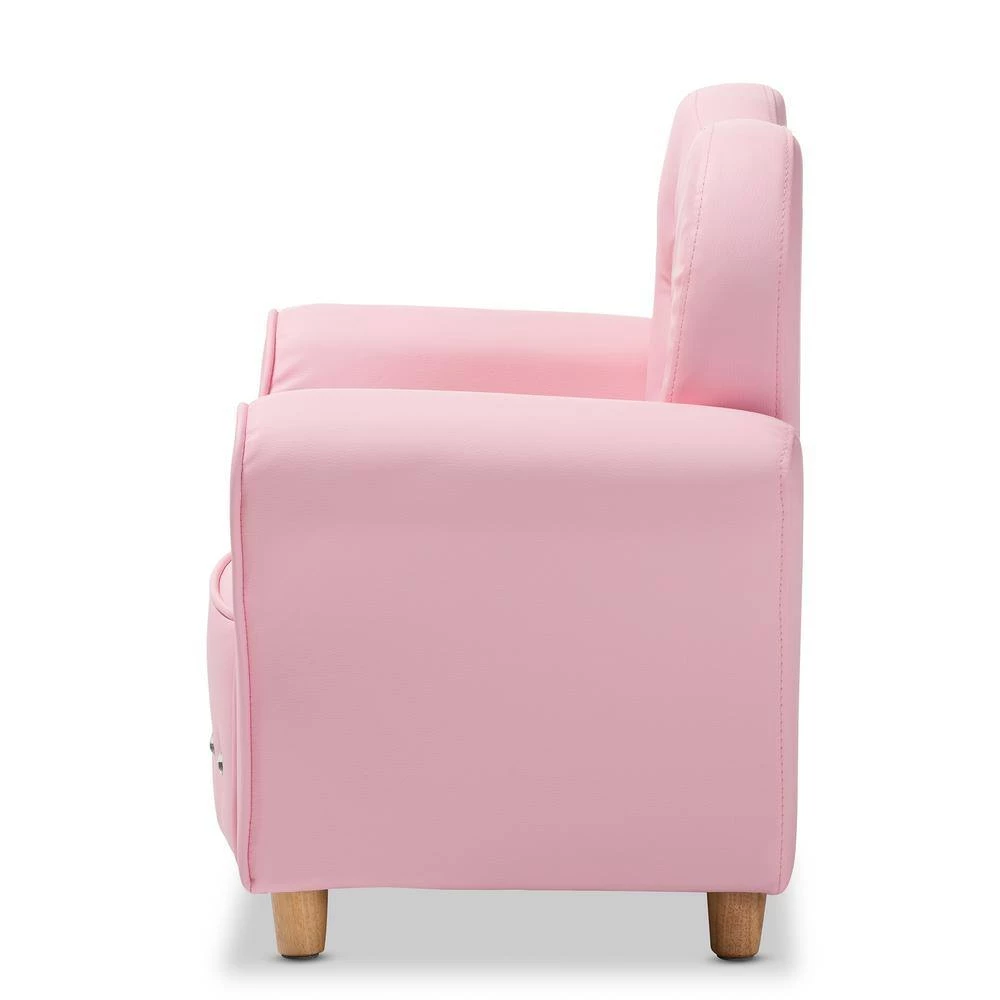 Mabel Pink Faux Leather Kids Armchair by Baxton Studio - Image 5