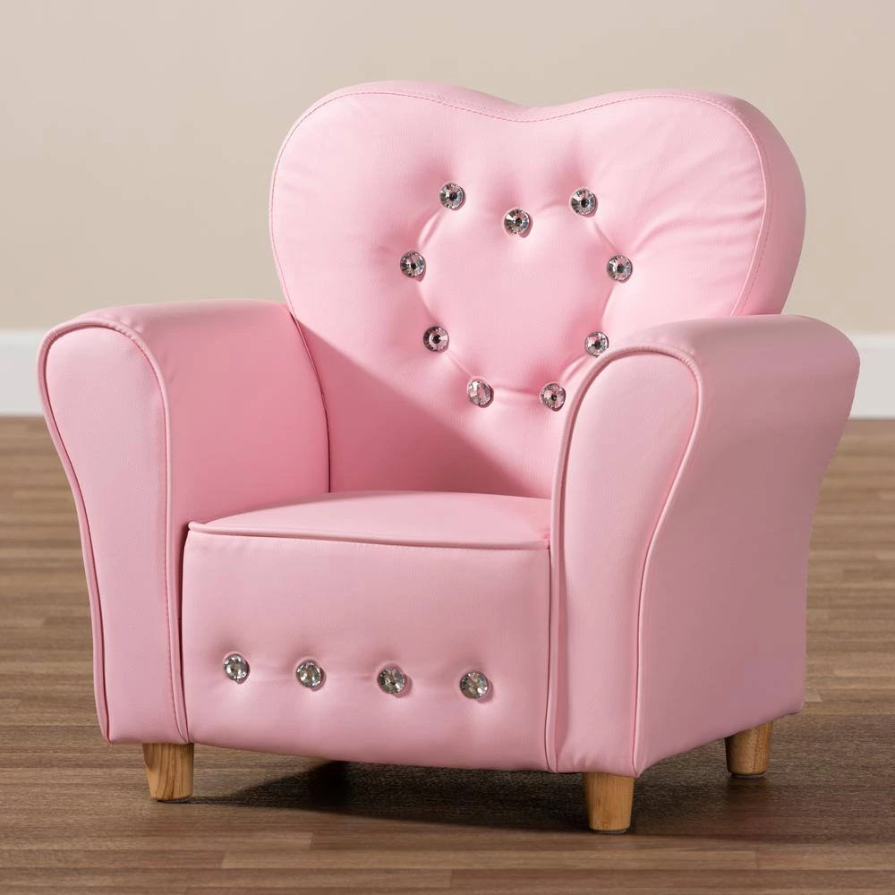 Mabel Pink Faux Leather Kids Armchair by Baxton Studio - Image 8