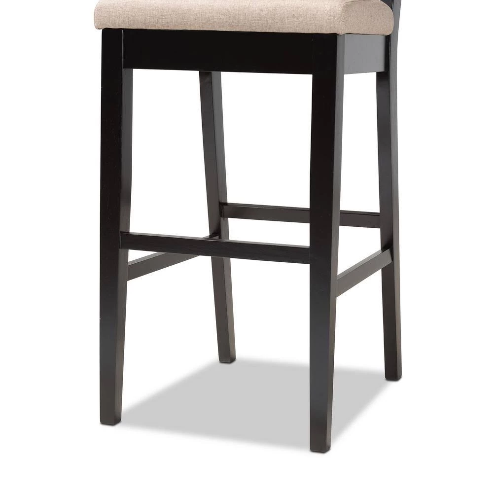 Gideon 47.8 in. Sand and Dark Brown Low Back Wood Bar Height Bar Stool (Set of 2) by Baxton Studio - Image 5