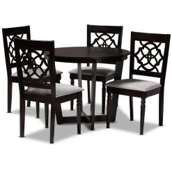 Valerie 5-Piece Grey and Dark Brown Dining Set by Baxton Studio