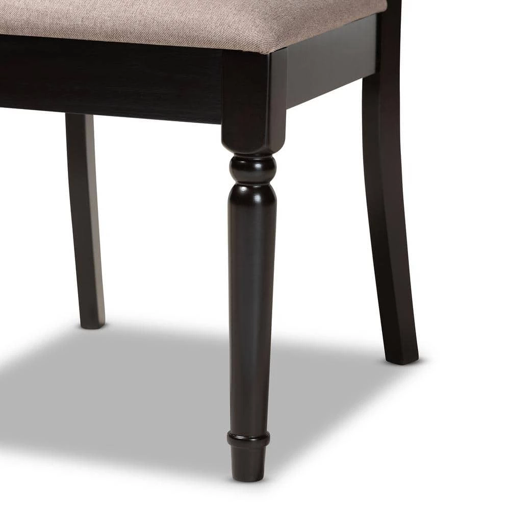 Jessie 7-Piece Sand and Dark Brown Dining Set by Baxton Studio - Image 4