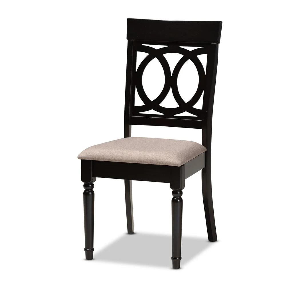 Jessie 7-Piece Sand and Dark Brown Dining Set by Baxton Studio - Image 2