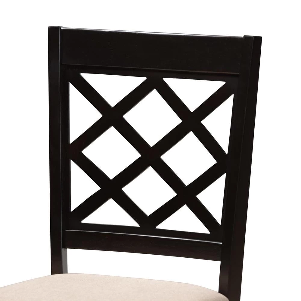 Verner Sand and Espresso Fabric Dining Chair (Set of 4) by Baxton Studio - Image 6