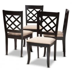 Verner Sand and Espresso Fabric Dining Chair (Set of 4) by Baxton Studio