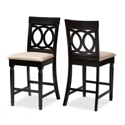 Verina 43 in. Sand and Espresso Counter Stool (Set of 2) by Baxton Studio
