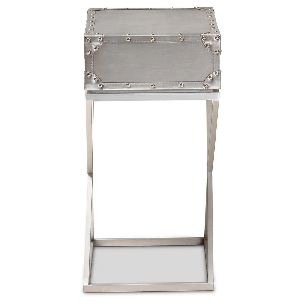 1-Drawer William Silver and Black Nightstand by Baxton Studio - Image 2