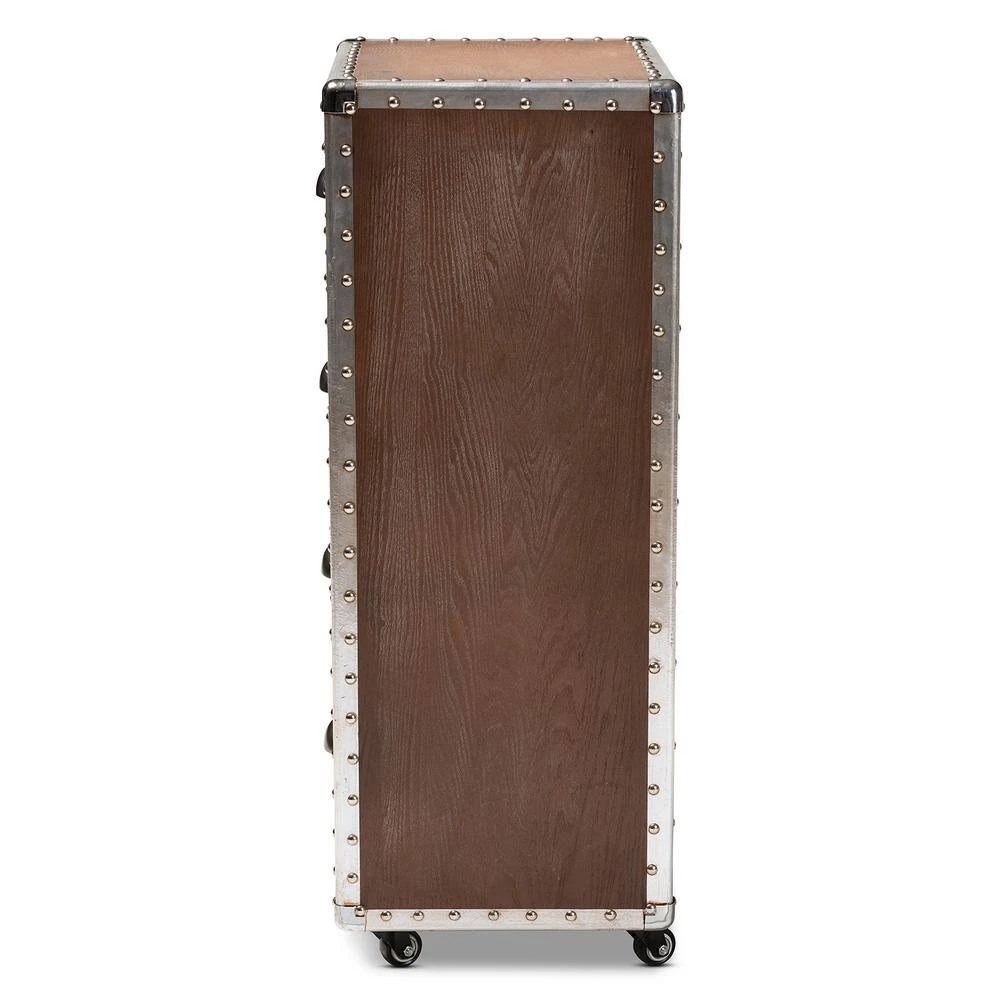 Avere Silver and Golden Oak Storage Cabinet by Baxton Studio - Image 6