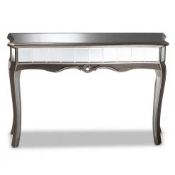 Elgin 47.2 in. Silver and Mirror Rectangle Glass Console Table by Baxton Studio