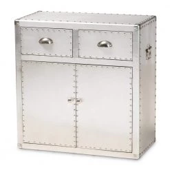 Serge Silver Storage Cabinet with 2-Drawers by Baxton Studio