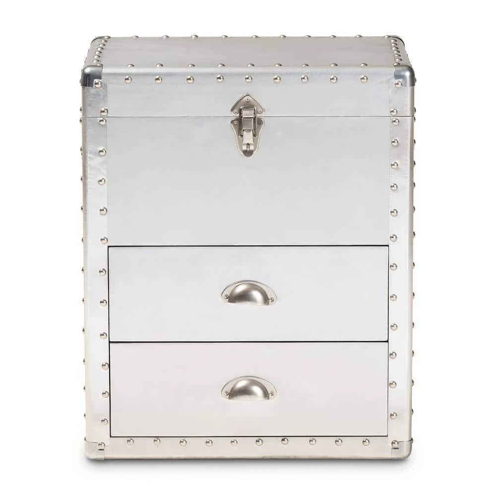 Serge Silver Storage Cabinet with 2-Drawers by Baxton Studio - Image 6