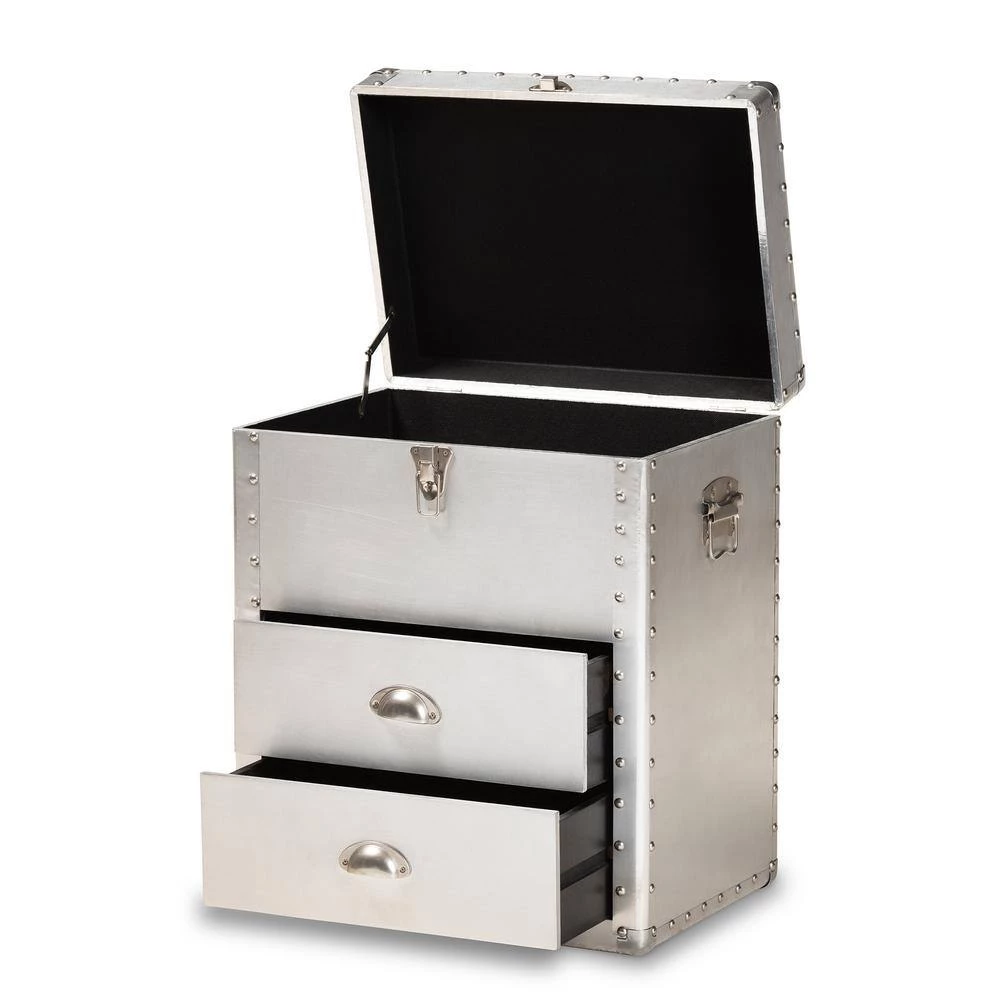 Serge Silver Storage Cabinet with 2-Drawers by Baxton Studio - Image 5