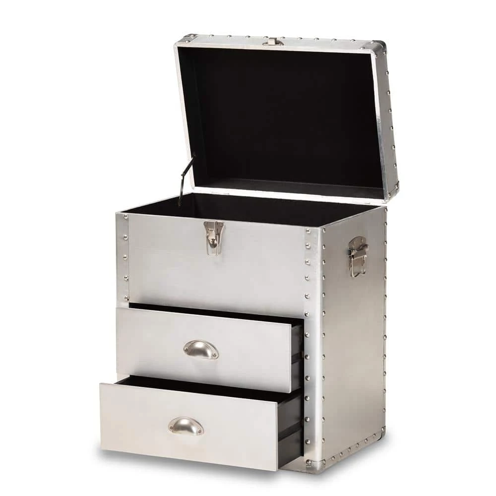 Serge Silver Storage Cabinet with 2-Drawers by Baxton Studio - Image 3