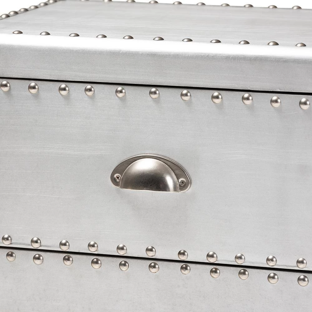 Davet 2-Drawer Silver Nightstand by Baxton Studio - Image 4